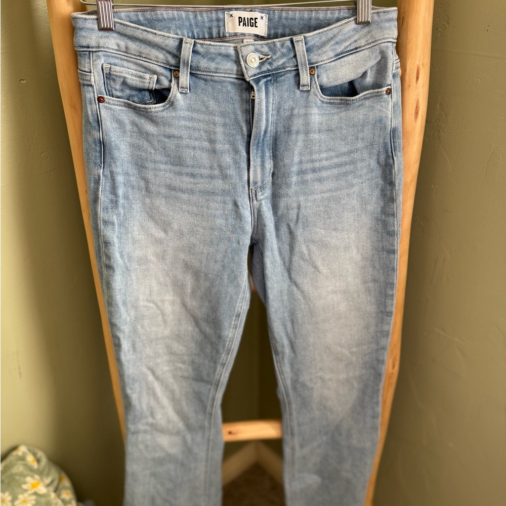 PAIGE Light Blue Denim Jeans Collette cropped flare